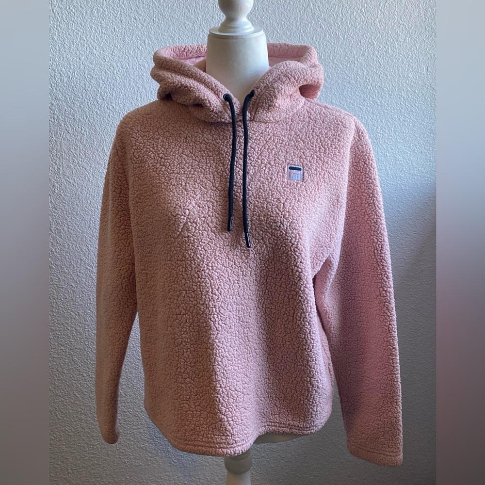 FILA Sherpa Sweatshirt Hoodie Pink Size S